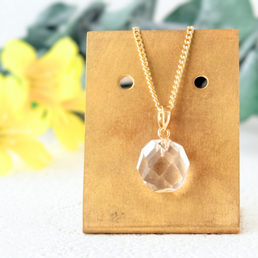 K18 9mm ブリリアントカット クォーツ/白水晶  天然石ネックレス - 光の結晶