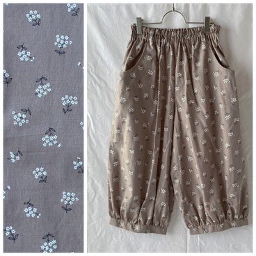 一年中ごきげんなバルーンパンツ：80cm（野の花：小花：ブラウン）