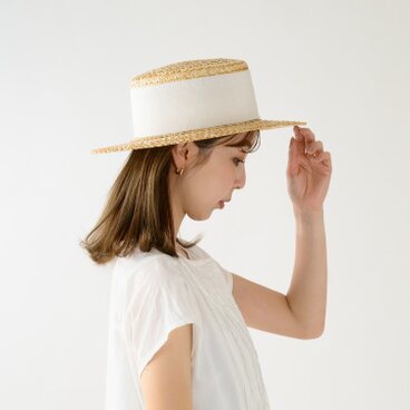 Berka ベルカ 鬼麦 シングルつばカンカン帽 57.5cm ナチュラル×ホワイトリボン [UK-H150-NAWH]