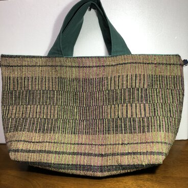 裂き織りバッグ　手織り　