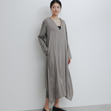 サテンフォールドドレス GRAY