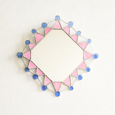 ギザギザにマルｐ＊ステンドグラスの鏡