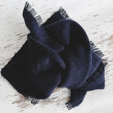 羊毛スカーフ　紺色　ほぼ正方形