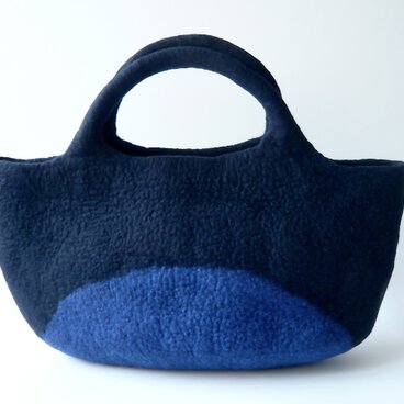 横長トートバッグ（ネイビーブルー/ブルー）