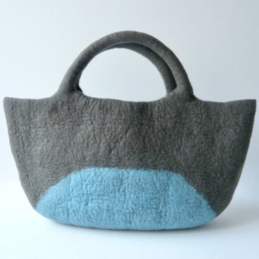 横長トートバッグ（モスグリーン/ターコイズブルー）