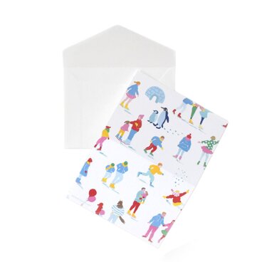 ミニカード／スケートリンク ペンギン／封筒ホワイト