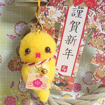 【送無】2025◆◇ポンポンお正月◇◆巳年●ㅅ●リンリン♪絵馬下げへびさん仲良しヘビさん☆黄ヘビ