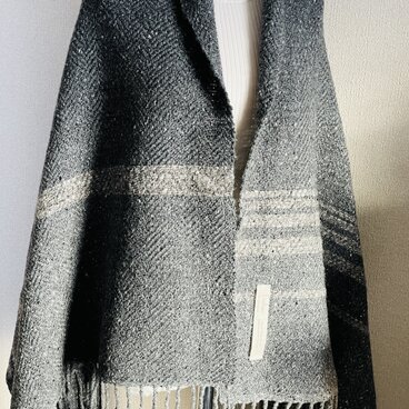 wool100％手織りツィードブランケット・shrow ＊ gray＊