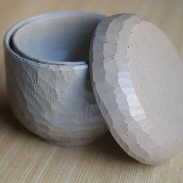 一汁一菜セット 白漆 くり縦木取り①　#0415