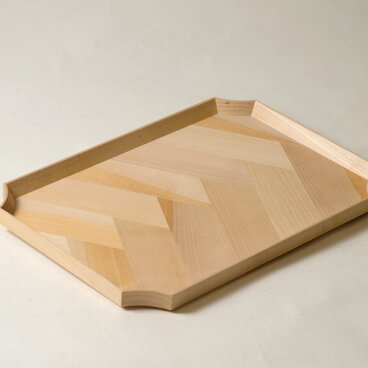 ヘリンボーンの隅切御盆【大】 カエデ