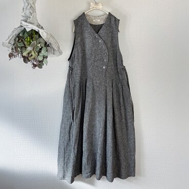 honakana リネンジャンパースカート　- 杢グレー -