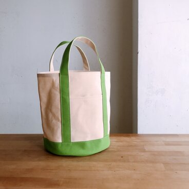 ［S］丈夫で自立する定番キナリ＆キミドリの帆布バケツトート！　