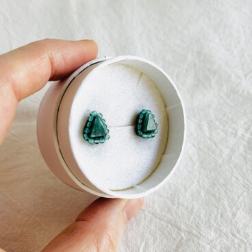 【天然石  グリーンアベンチュリン×グリーンオニキス】ピアス