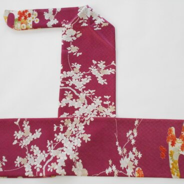 弓巻き ピンク小紋　四季枝花