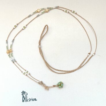 ☆絡みにくいマザーオブパールのグラスコード＆ロングネックレス（#1164）