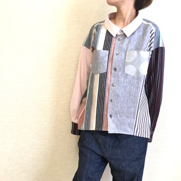 ゆるシャツ014 / ピンクとグレー