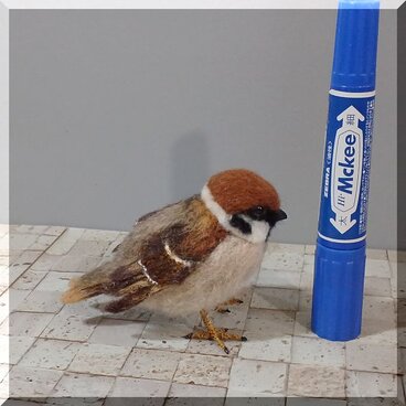 羊毛フェルト　鳥　スズメ　雀　動物フィギュア