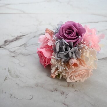 【プリザ】コサージュ　パープル✖️ピンク