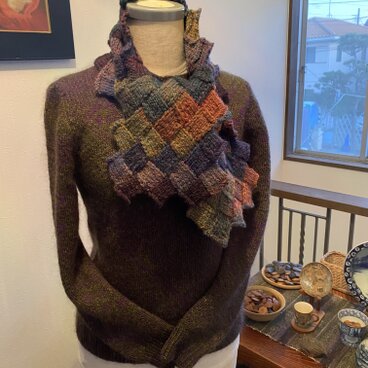 バスケット編み　ストール