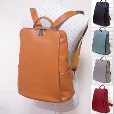 ★リュック★本革★レディース★収納ポケット７つ★A4★軽量★キャメル色・スモーキーミズイロ・グレー色・ワイン色・クロ色★