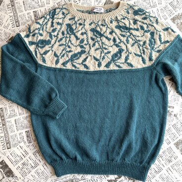 丸ヨークセーター　小鳥　