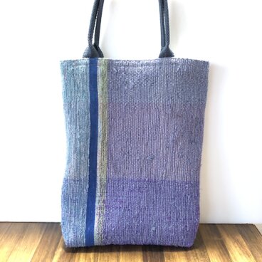 裂織りバッグ♪手織り　手提げバッグ