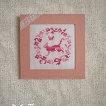 リネン動物フレーム　ネコ