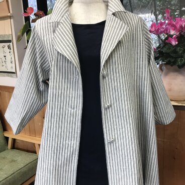 松阪もめん白よこスラブAラインシルエットジャケット