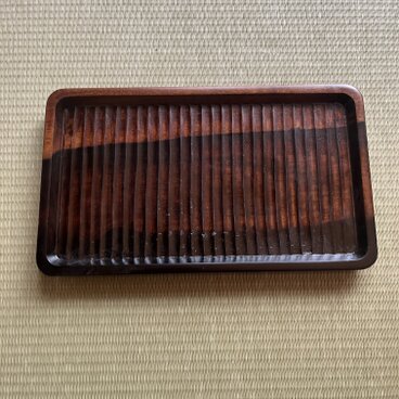 黒柿拭漆我谷盆（くろがきふきうるしわがたぼん）煎茶盆　№8236