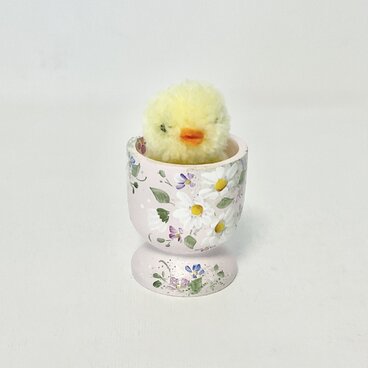 ヒヨコ付き、野の花のエッグスタンド(ピンク)