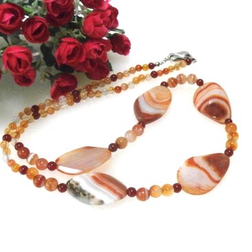 C0083 アゲート使いのネックレス　