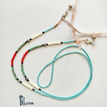 ☆蔵出しビーズとパイライトのグラスコード（#1171）