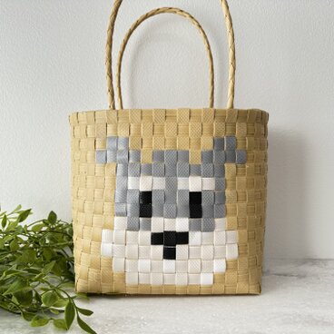 シュナウザー★プラカゴ★温泉・プール・海・お砂場　温泉バッグ　エコバッグ　PPバンド　カゴバッグ　お散歩バッグ