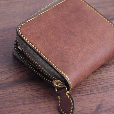 総手縫い│イタリアンレザーマルゴーのL字ファスナーミニ財布(ハーフジップウォレット)