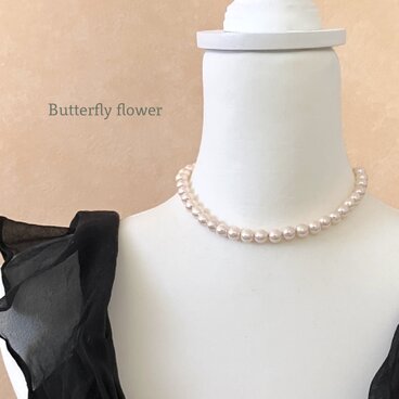 オレンジパールと桜の首飾り　** Orange Pearl Necklace **