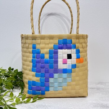 小鳥★プラカゴ★お散歩バッグ温泉バッグ　エコバッグ　PPバンド　カゴバッグ　お散歩バッグ