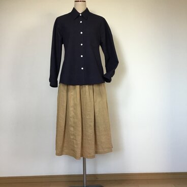 紬のシャツ　　　ラグラン袖