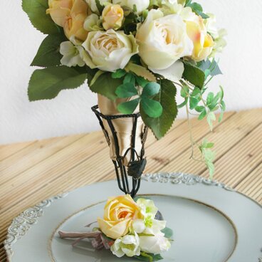 に様専用カート/*ブーケtoアレンジ、ブートニア付き（ガラス花器）【マジカルウォーター】