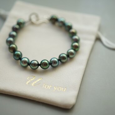 【drop】ブラックあこやパールブレスレット