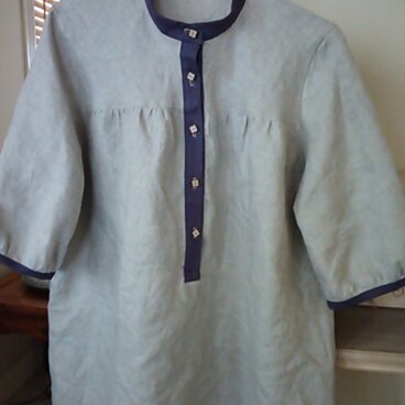リネン スタンドカラーブラウス