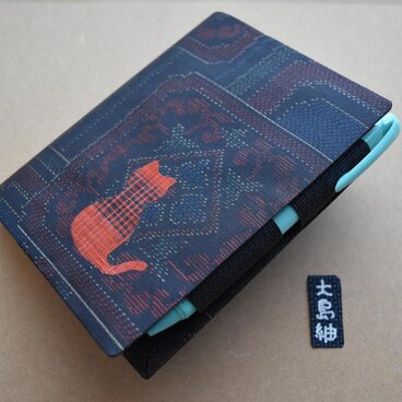 ★猫デザイン★ほぼ日手帳オリジナル（A6)用カバー(大島紬) to009zn