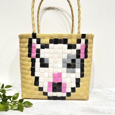 ブルテリア★プラカゴ★お散歩バッグ温泉バッグ　エコバッグ　PPバンド　カゴバッグ　お散歩バッグ