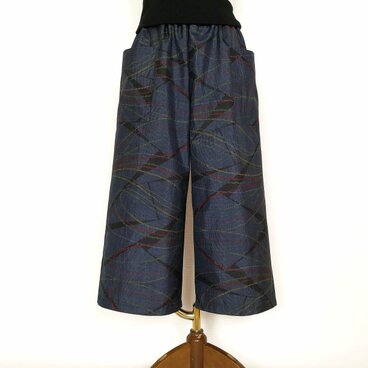 大島紬リメイク＊ガウチョパンツ