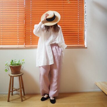 Cotton poplin button long blouse / OFF/W