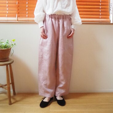 Vintage linen denim balloon pants / PINK