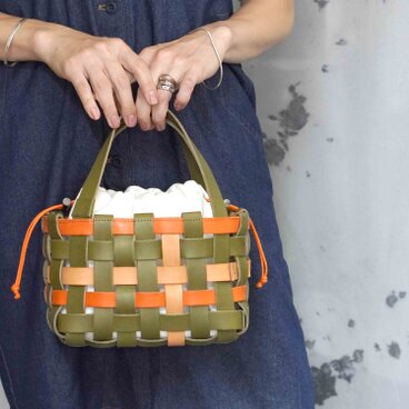 時を紡ぐイタリアンレザー・メッシュバッグ＃マルチカラー・限定品・特別価格