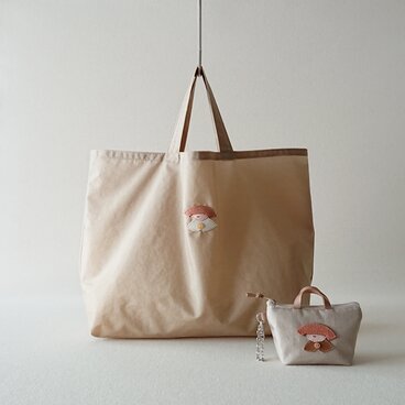 little annco nylon charm & eco bag [beige]