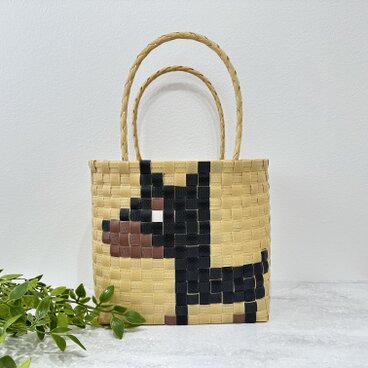 ミニピン　ピンシャー　ドーベルマン★プラカゴ★お散歩バッグ　温泉バッグ　エコバッグ　PPバンド　カゴバッグ