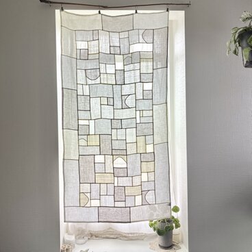 幸せを呼ぶ　鳥の子色のポジャギ