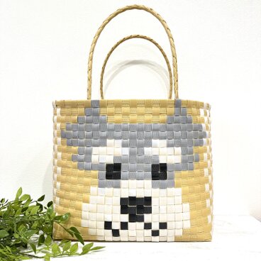 シュナウザー★お散歩バック★プラかご★エコバッグ　プラバッグ　メルカドバッグ　ppバンド Ｌサイズ